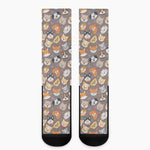 Cute Dog Emoji Pattern Print Crew Socks