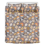 Cute Dog Emoji Pattern Print Duvet Cover Bedding Set