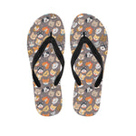 Cute Dog Emoji Pattern Print Flip Flops