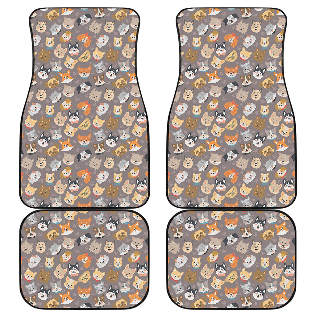 Cute Dog Emoji Pattern Print Front and Back Car Floor Mats