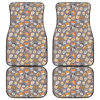 Cute Dog Emoji Pattern Print Front and Back Car Floor Mats