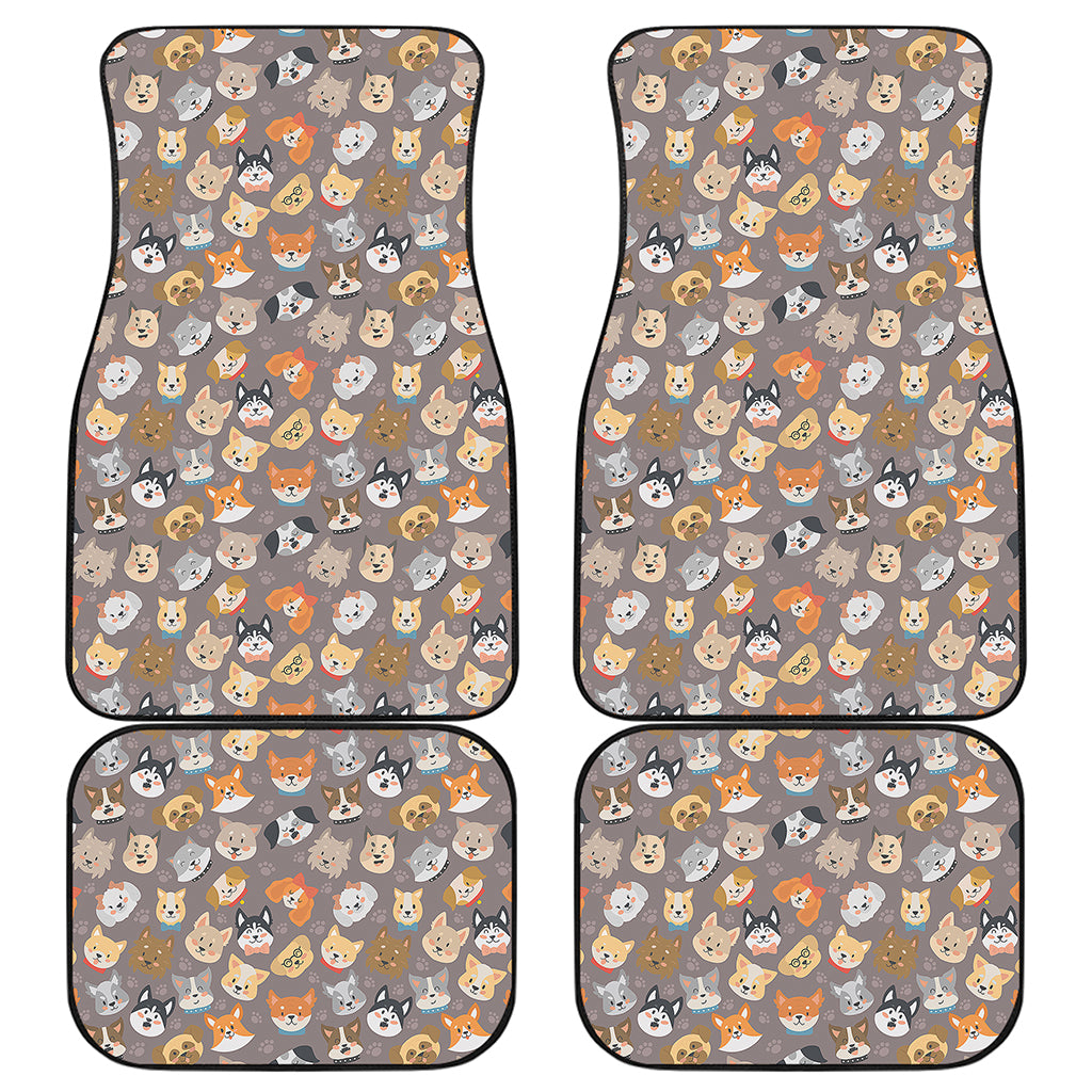 Cute Dog Emoji Pattern Print Front and Back Car Floor Mats