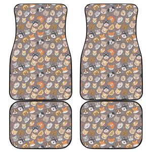 Cute Dog Emoji Pattern Print Front and Back Car Floor Mats