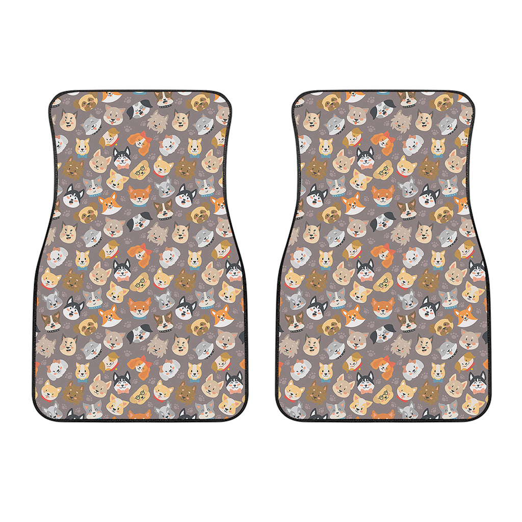 Cute Dog Emoji Pattern Print Front Car Floor Mats