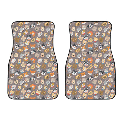 Cute Dog Emoji Pattern Print Front Car Floor Mats
