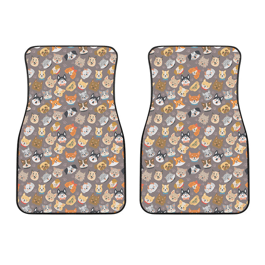 Cute Dog Emoji Pattern Print Front Car Floor Mats