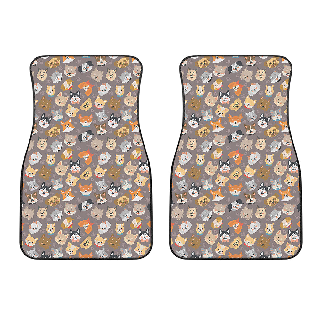 Cute Dog Emoji Pattern Print Front Car Floor Mats