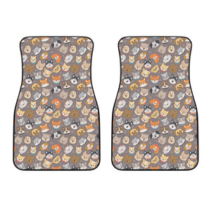 Cute Dog Emoji Pattern Print Front Car Floor Mats