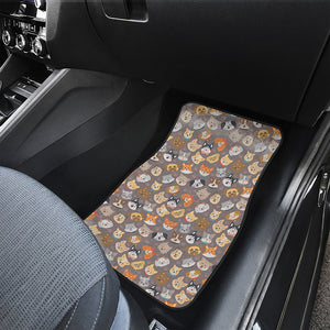 Cute Dog Emoji Pattern Print Front Car Floor Mats