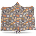 Cute Dog Emoji Pattern Print Hooded Blanket