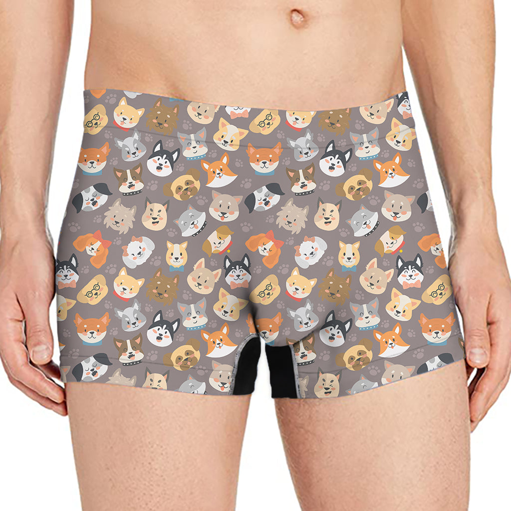 Cute Dog Emoji Pattern Print Men's Boxer Briefs