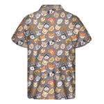 Cute Dog Emoji Pattern Print Men's Short Sleeve Shirt