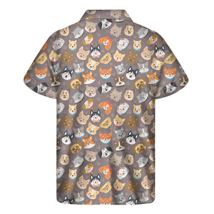 Cute Dog Emoji Pattern Print Men's Short Sleeve Shirt