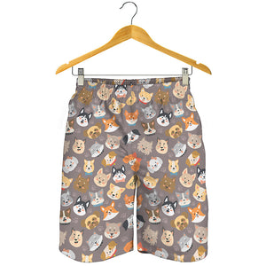 Cute Dog Emoji Pattern Print Men's Shorts