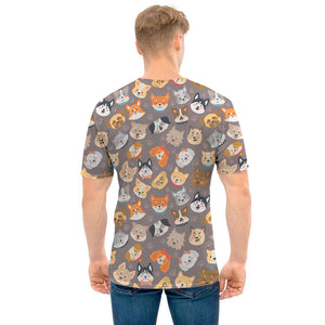 Cute Dog Emoji Pattern Print Men's T-Shirt