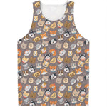 Cute Dog Emoji Pattern Print Men's Tank Top