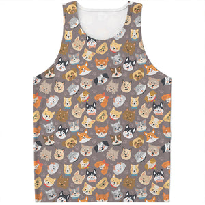 Cute Dog Emoji Pattern Print Men's Tank Top