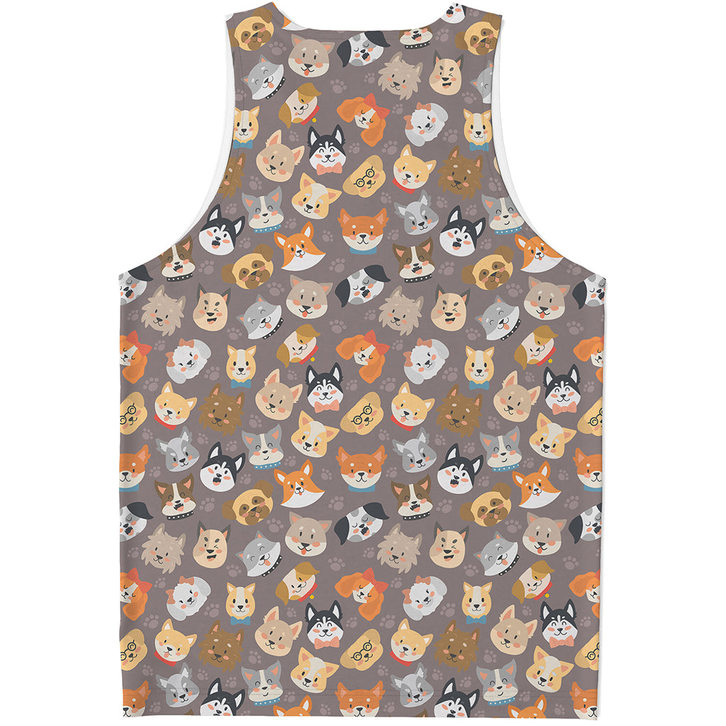 Cute Dog Emoji Pattern Print Men's Tank Top