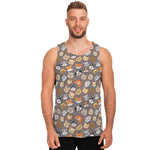 Cute Dog Emoji Pattern Print Men's Tank Top