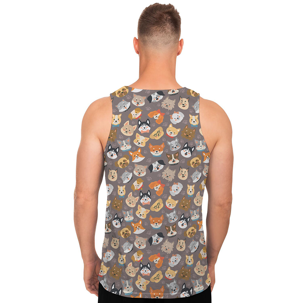 Cute Dog Emoji Pattern Print Men's Tank Top