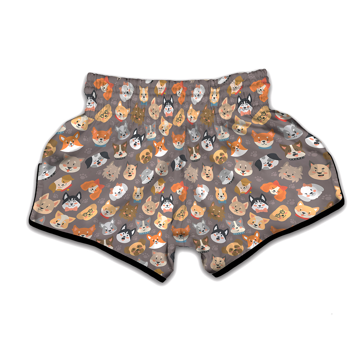 Cute Dog Emoji Pattern Print Muay Thai Boxing Shorts