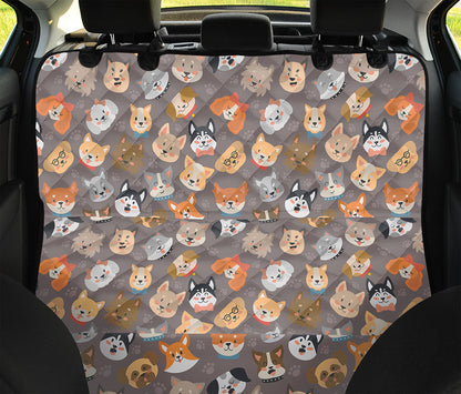 Cute Dog Emoji Pattern Print Pet Car Back Seat Cover