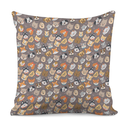 Cute Dog Emoji Pattern Print Pillow Cover