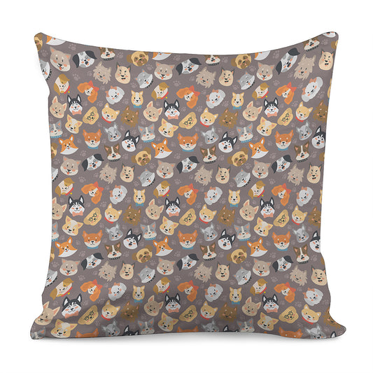 Cute Dog Emoji Pattern Print Pillow Cover