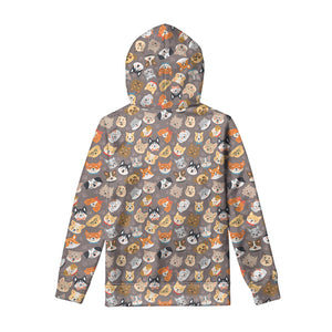 Cute Dog Emoji Pattern Print Pullover Hoodie