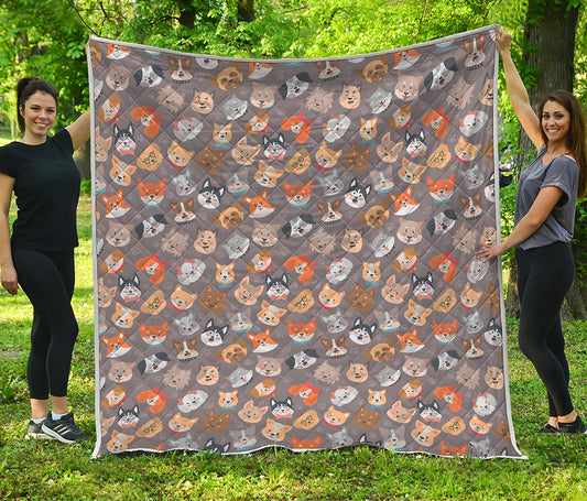 Cute Dog Emoji Pattern Print Quilt