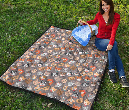 Cute Dog Emoji Pattern Print Quilt