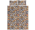 Cute Dog Emoji Pattern Print Quilt Bed Set