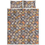 Cute Dog Emoji Pattern Print Quilt Bed Set