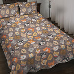 Cute Dog Emoji Pattern Print Quilt Bed Set