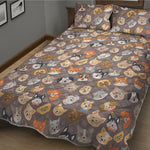 Cute Dog Emoji Pattern Print Quilt Bed Set