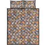 Cute Dog Emoji Pattern Print Quilt Bed Set
