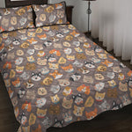 Cute Dog Emoji Pattern Print Quilt Bed Set