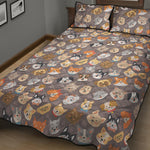 Cute Dog Emoji Pattern Print Quilt Bed Set