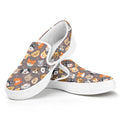Cute Dog Emoji Pattern Print White Slip On Sneakers