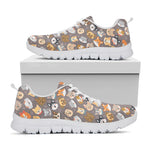 Cute Dog Emoji Pattern Print White Sneakers