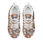 Cute Dog Emoji Pattern Print White Sneakers