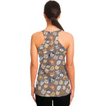 Cute Dog Emoji Pattern Print Women's Racerback Tank Top