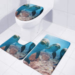 Cute Dolphins In The Ocean Print 3 Piece Bath Mat Set