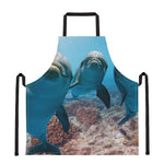 Cute Dolphins In The Ocean Print Apron