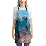 Cute Dolphins In The Ocean Print Apron