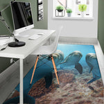 Cute Dolphins In The Ocean Print Area Rug