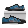 Cute Dolphins In The Ocean Print Black Low Top Shoes