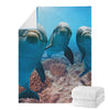 Cute Dolphins In The Ocean Print Blanket