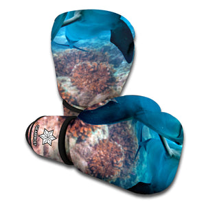 Cute Dolphins In The Ocean Print Boxing Gloves