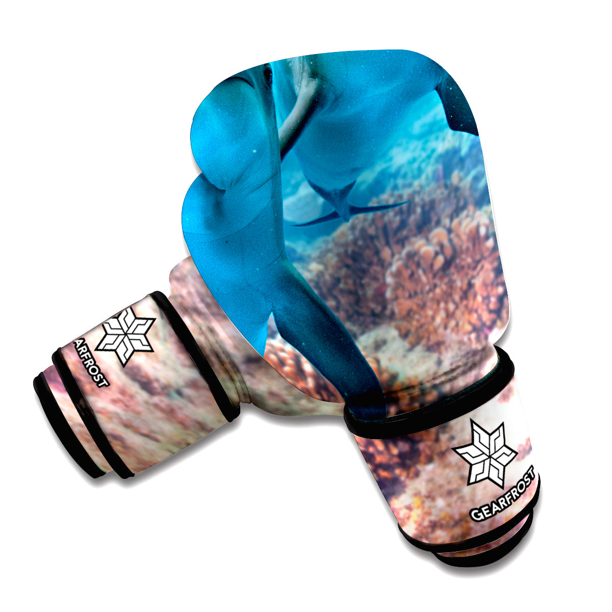 Cute Dolphins In The Ocean Print Boxing Gloves